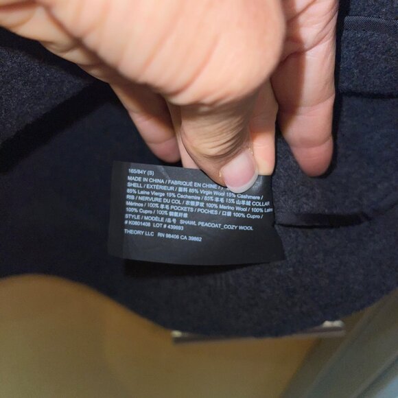 Theory Womens Pea Coat Size Small Gray Shawl Collared Pockets Casual Pure Wool - Picture 7 of 11